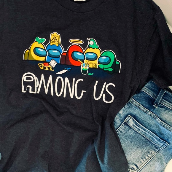 Among Us SUS tee shirt crewmate IMPOSTER crewmen app game Medium M unisex - Picture 1 of 6